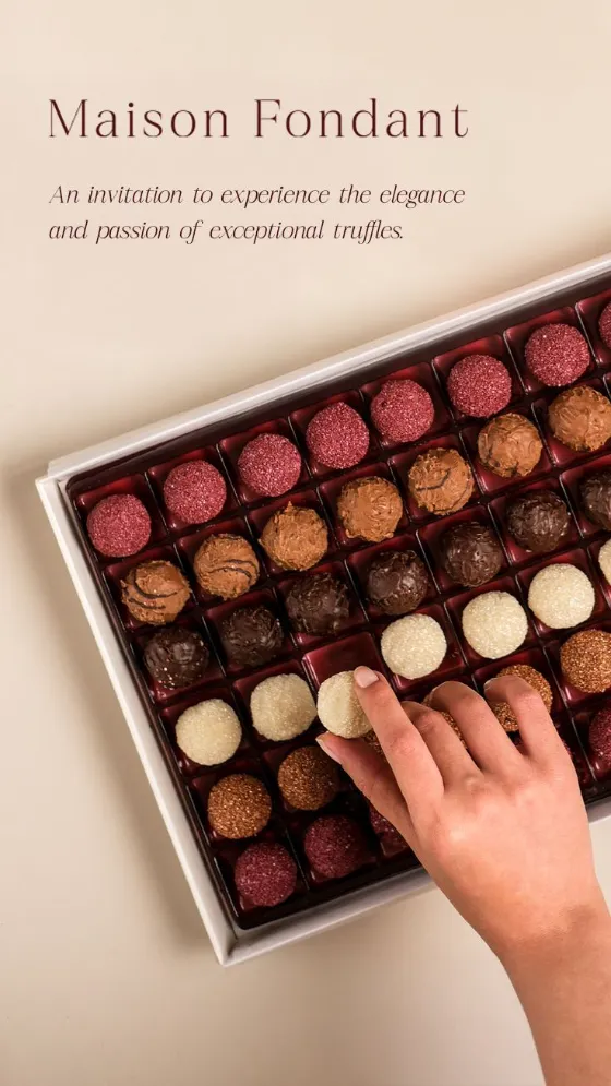 Una caja de trufas lista para entregar